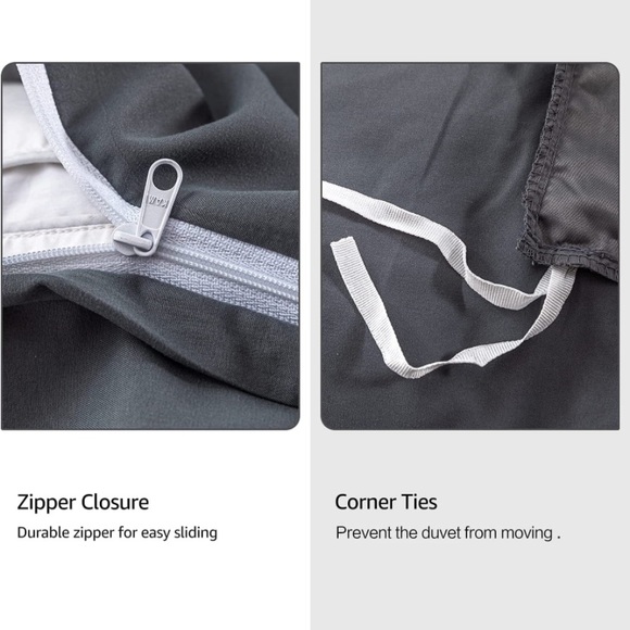 Queen 3 Pcs Pinch Pleated Duvet Cover with Zipper - Picture 6 of 9